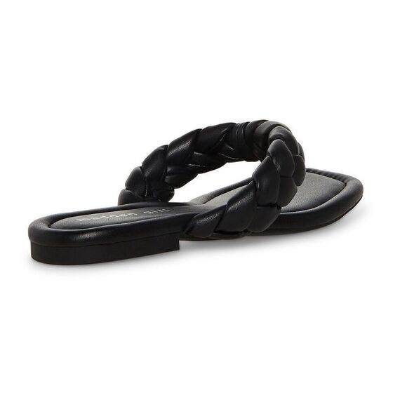 New! madden girl Precise Thong Sandals Black Size 6 Braided Strap Padded NWT - Picture 3 of 10